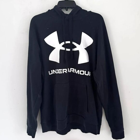 Under Armour Men’s XL Black Big Logo Hoodie Pullover Sweatshirt Athletic - Picture 2 of 4